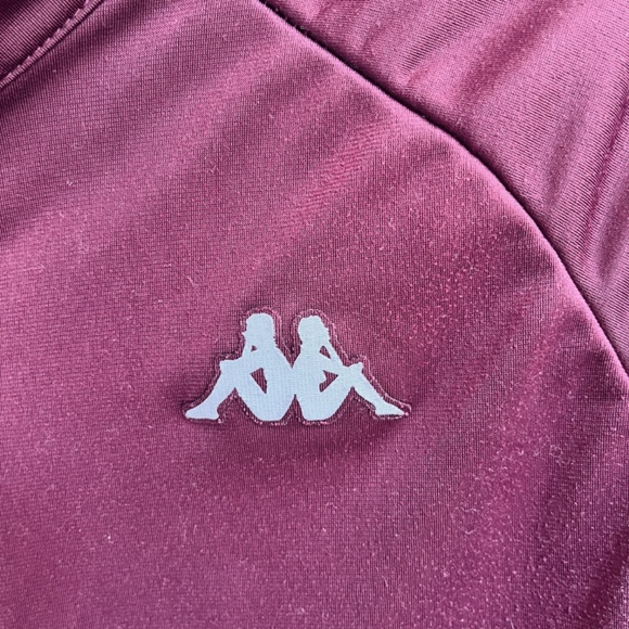 Kappa Track Jacket Women L Burgundy Logo Full Zip Tape Logo 90s Y2K Vintage - Picture 7 of 15